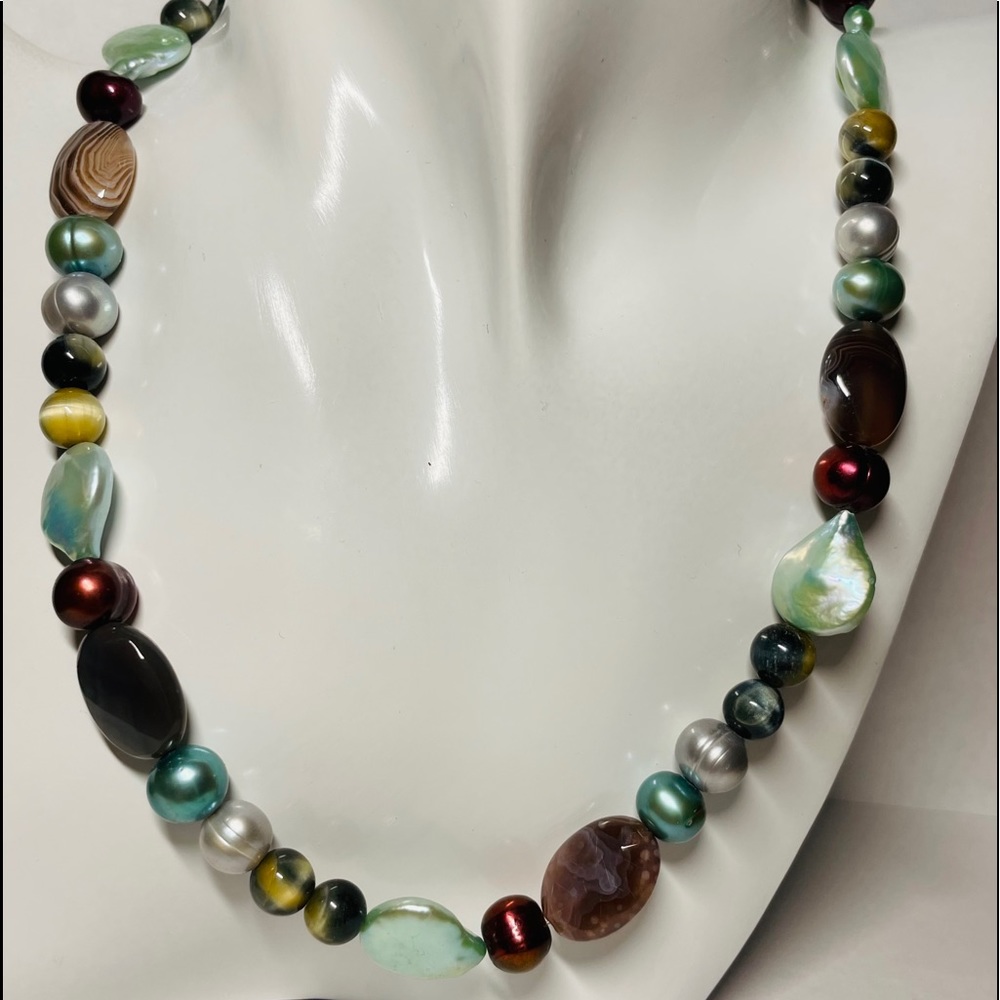 NWT TGGC 925 Pearl & Agate Necklace
